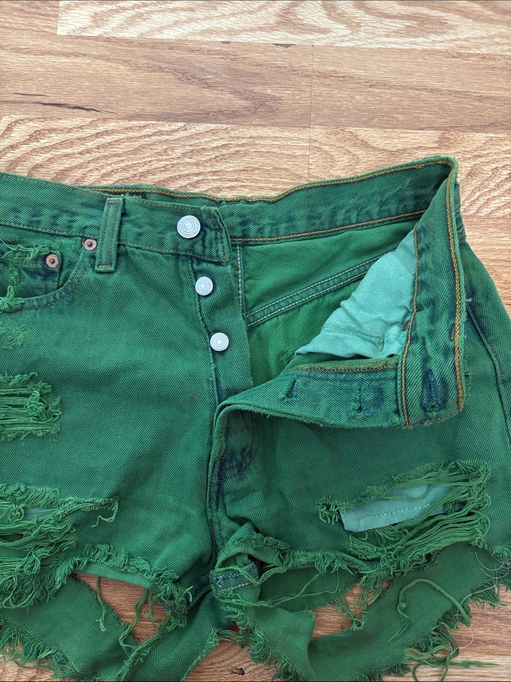levi strauss & co green jean shorts size 28 - Picture 11 of 16